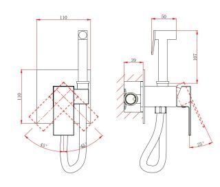 Гигиенический душ со смесителем DQ Bayern.Liszt DA1514501 хром